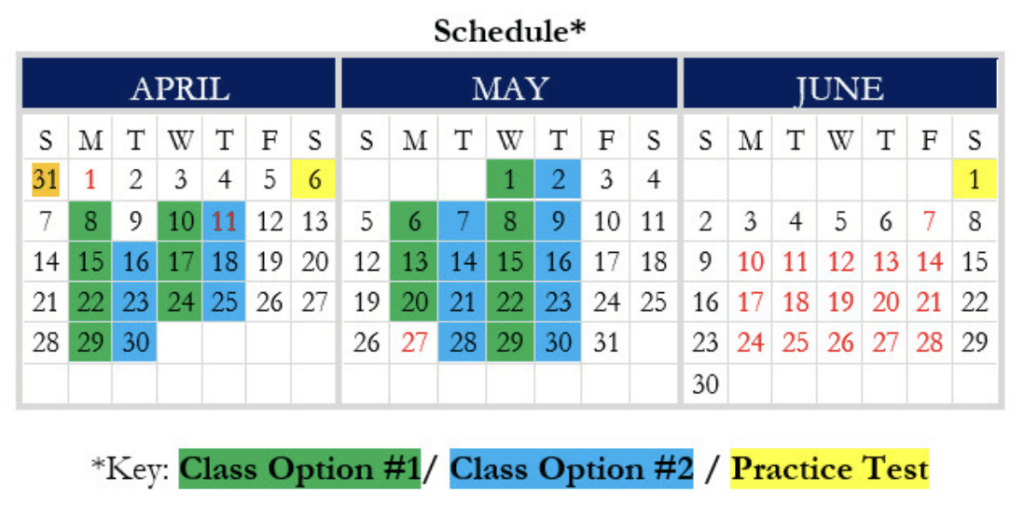 Academic Approach Tutoring and Test Prep | A calendar with the dates of april, may, and june.